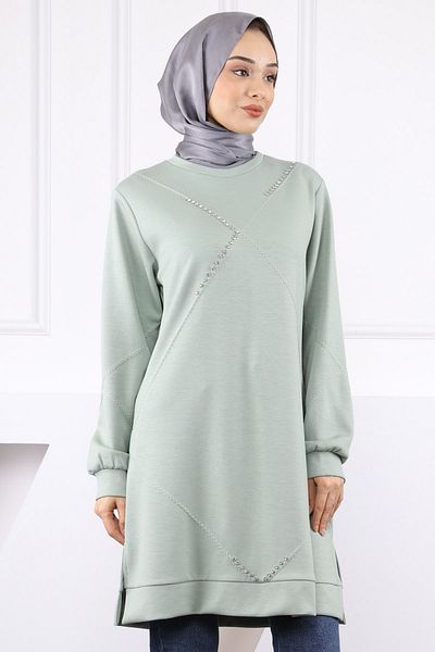 İmajButik Πράσινο κεντημένο τουνίκ μέντας