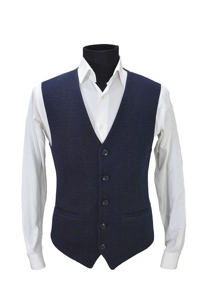 MENTOR REGALO Men's Vest V-Neck Navy Blue Dobby 50456