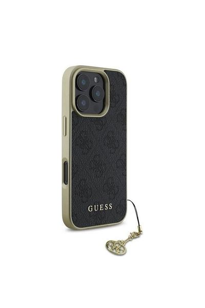 Guess Case for iPhone 16 Pro - Guess Hardcase 4G Charms Collection (GUHCP16LGF4GGR) - Black