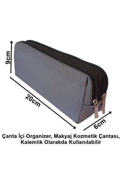 Satış Diyarı Bag Organizer, Makeup Bag, Cosmetic Bag, Can Be Used as Pen Holder Dark Gray