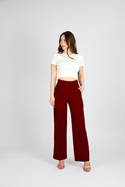 allwear Crepe High Waist Palazzo Pants with Hook and Loop Closure for Women – Wide Leg, Pockets, Stylish Fit