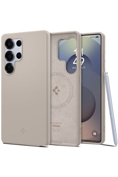 Spigen Carcasă pentru Samsung Galaxy S25 Ultra - Spigen Silicon Fit MagSafe - Titaniu Natural
