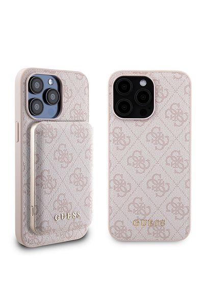 Guess Case for iPhone 15 Pro Max - Guess Hardcase Powerbank MagSafe (GUBPM5P15X4GEMGP) - Pink