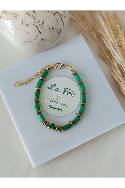 La fee aksesuar سوار من حجر افينتورين الأخضر الطبيعي سوار من الهيماتيت من الح...