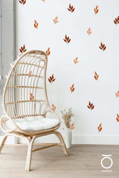 ANGARYA Modern Stil, Dekoratif Minimal Yanık Turuncu Yapraklar, Ev Dekorasyon...