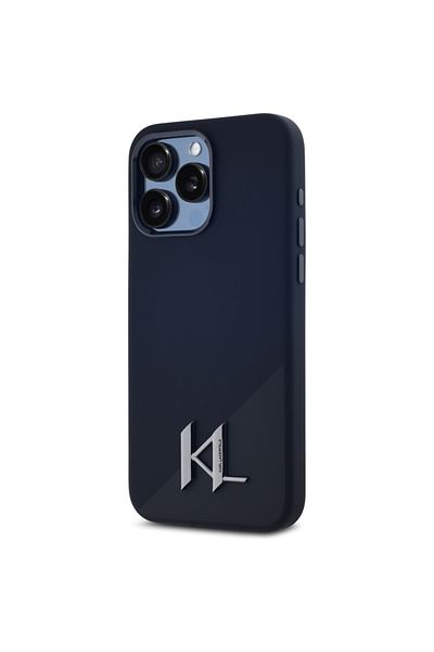 Karl Lagerfeld Case for iPhone 15 Pro - Karl Lagerfeld Silicone MagSafe (KLHMP15LSCMKMPCK) - Shadow Metal Initial