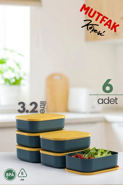 Mutfak Köşesi Terra 6 Pieces 3.2 Lt Organizer Box with Lid, Decorative Storage Box