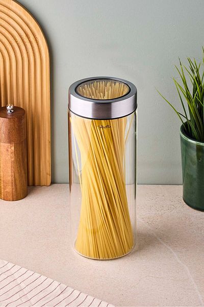Perotti Cassetto 1600 ml Stainless Steel Borosilicate Glass Jar with Lid 10X25 cm