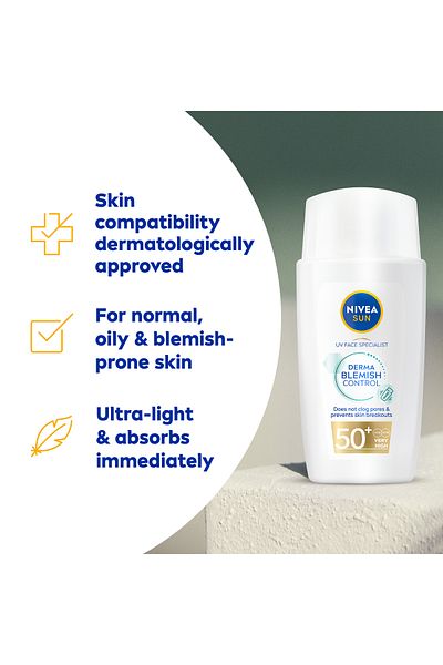 NIVEA SUN UV Face Specialist Derma Skin Fluid, SPF 50+, Combination Skin, 40ml