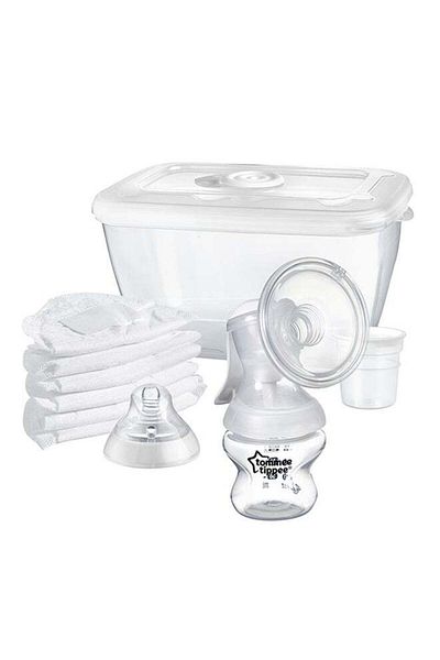 tommee tippee Manual Breast Pump Closer to Nature with Accessories, White/Transparent
