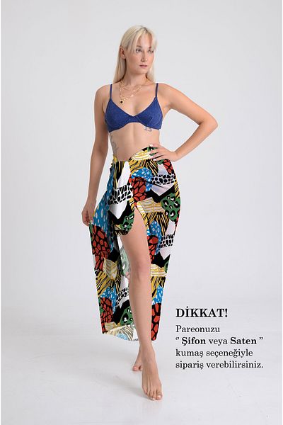 DESENİX Mixed Animal Print Pareo - 100X145 cm - Silky Chiffon & Luxury Satin Fabric Option - Beach Dress
