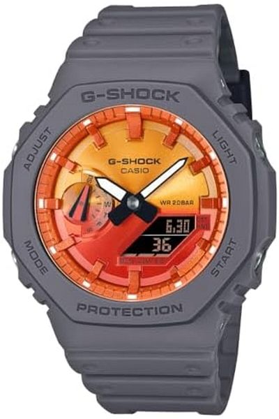Casio ساعة G-Shock Flames of Color ذات المينا البرتقالية والراتنج الرمادي GA2100FL-8A