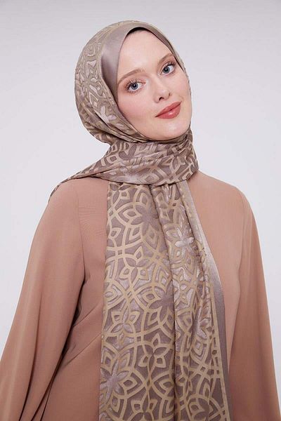 FİVESCARF K.Mink Large Floral Patterned Deluxe Devore Shawl
