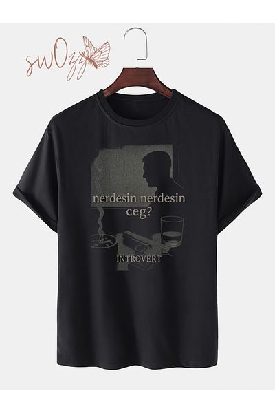 swOzz Tricou negru oversize unisex – „Unde ești Nerdesin Ceg?” Model imprimat cu tematică rap scris