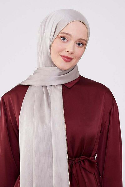 FİVESCARF Brilliant Shawl with Stone Stripes on Mink Sides