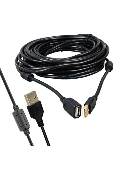 Powermaster PM-11955 10 Metre USB-A 2.0 Dişi Erkek Uzatma Kablosu Siyah
