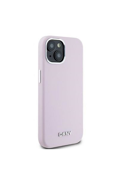 Dkny Case for iPhone 15 - DKNY Hardcase Liquid Silicone Small Metal Logo MagSafe (DKHMP15SSMCHLP) - Pink