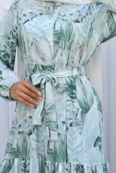 benguen Φόρεμα Hijab με σχέδιο Πράσινο 554