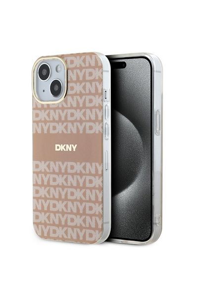 Dkny IPhone 15 Plus Case - DKNY IML Mono & Stripe MagSafe (DKHMP15MHRHSEP) - Pink