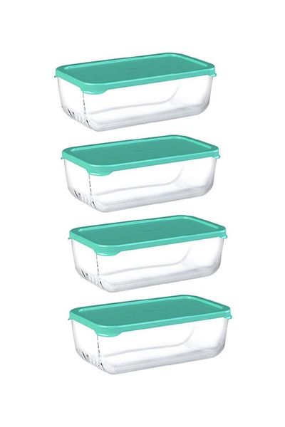 Paşabahçe 53743 Glass Storage Container with Plastic Lid 4 Pieces 1200