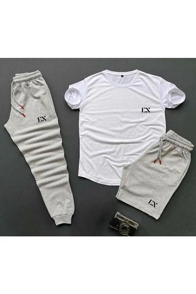 Weavox exans Printed Original Unisex καλοκαιρινό σορτς T-shirt Φούτερ Σετ 3 τεμαχίων Combin Suit