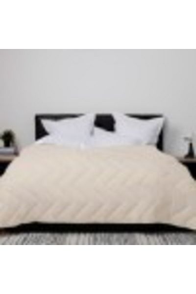 Pucioasa Winter wool quilt with cotton (damask) face 160x210cm, Pucioasa, cream
