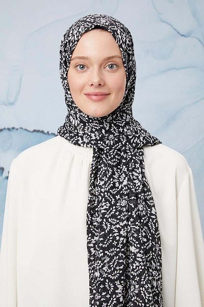 FİVESCARF Βαμβακερό σάλι με μαύρο μπουμπούκι