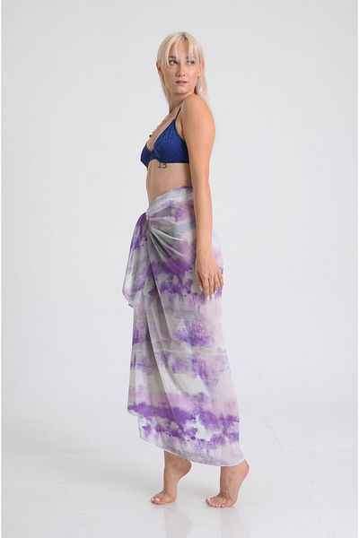 DESENİX Mauve Tones Tie Dye Pareo - 100X145 cm - Silky Chiffon & Luxury Satin Fabric Option - Beach Dress