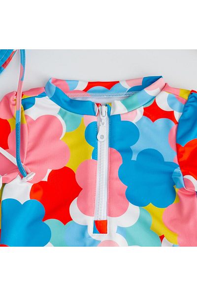Mama Yoyo Baby&Kids Front Zipper - Bottom Snap Swimsuit Floral