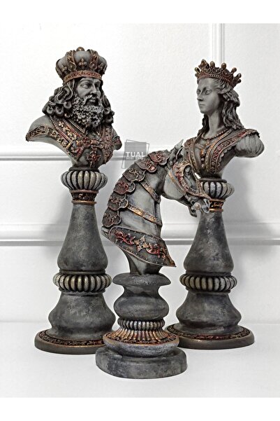 Dekoromi Dekoratif Etnik Satranç Set Heykel Biblo 3 PARÇA(31x11 ,29x10 ,19x10...