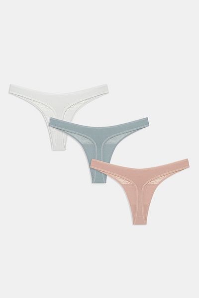 Penti Leaf Tones csipke részletes pamut 3 részes tanga bugyi