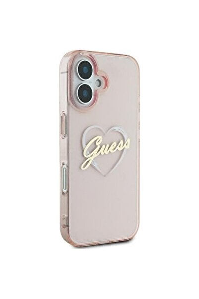 Guess Carcasă pentru iPhone 16 - Guess Hardcase IML Heart (GUHCP16SHCHGSPP) - Roz