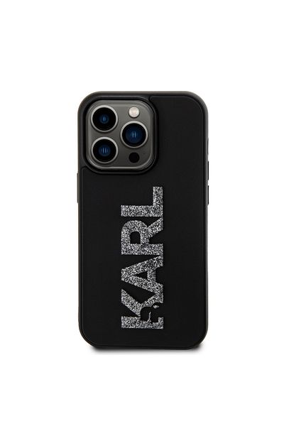 Karl Lagerfeld Case for iPhone 15 Pro Max - Karl Lagerfeld 3D Design (KLHCP15X3DMBKCK) - Rubber Glitter Logo