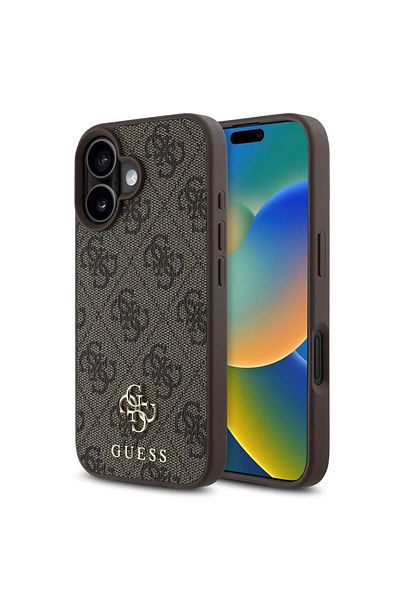 Guess Case for iPhone 16 - Guess Hardcase 4G Classic MagSafe (GUHMP16SP4SM4MW) - Brown