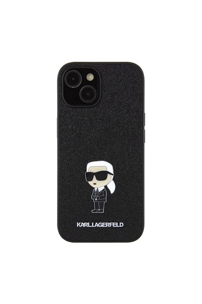 Karl Lagerfeld Case for iPhone 15 - Karl Lagerfeld Hardcase Glitter Fixed (KLHCP15SGKNPSK) - Ikonik Logo