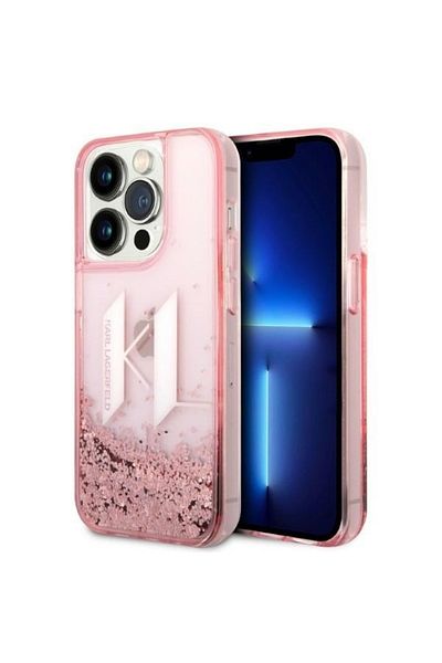 Karl Lagerfeld Carcasă pentru iPhone 14 Pro - Karl Lagerfeld Hardcase Glitter (KLHCP14LLBKLCP) - Pink Liquid Big KL