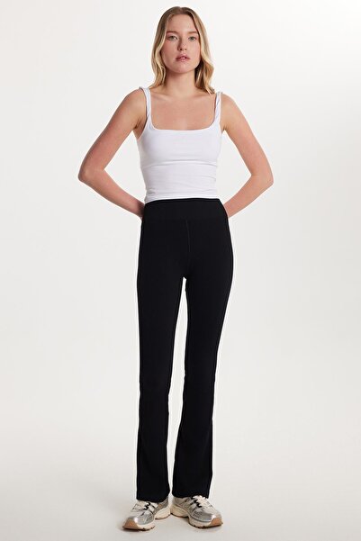 Tudors Women's Slim Fit Slim Fit Ribbed Skinny Leg Black Trousers