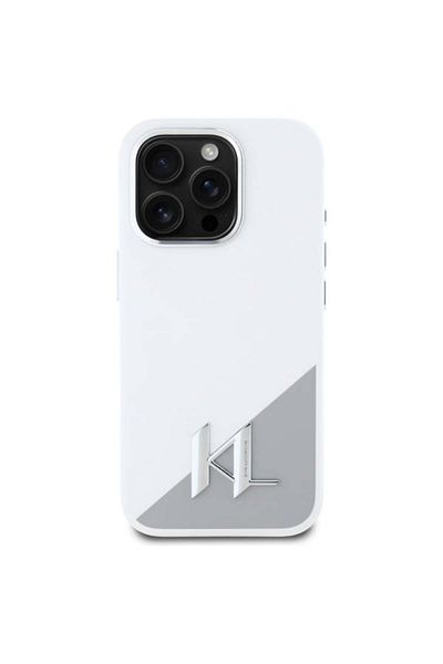 Karl Lagerfeld IPhone 16 Pro Max Case - Karl Lagerfeld Silicone (KLHMP16XSCMKMPCH) - White Initial Logo