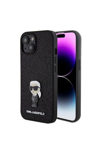 Karl Lagerfeld Case for iPhone 15 - Karl Lagerfeld Hardcase Glitter Fixed (KLHCP15SGKNPSK) - Ikonik Logo