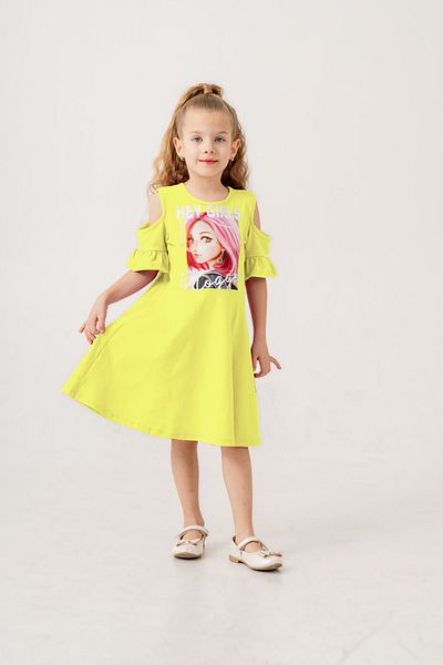 Gocoland Girl's Short Sleeve Lycra Combed Cotton Printed Dress