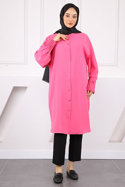İmajButik Fuchsia Sleeves Ribbed Linda Tunic