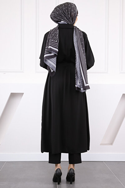 İmajButik Black Waist Belted Tunic