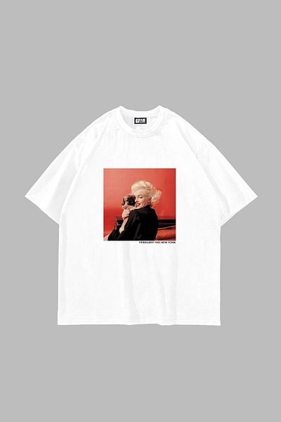 Sekizbiraltı Λευκό μπλουζάκι Unisex με στάμπα Marilyn Monroe & Dog