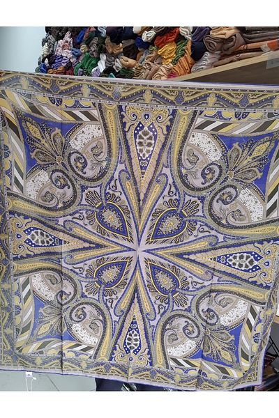 Silk Home Αμινονεσίλ έθνικ μοτίβο μαλακό βαμβακερό κασκόλ Saks, κίτρινο