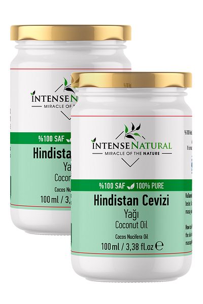İntense Natural Coconut Oil - 100ml x 2 100% Natural and Pure Coconut Oil