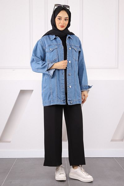 İmajButik Μπλε τζιν μπουφάν τσέπης