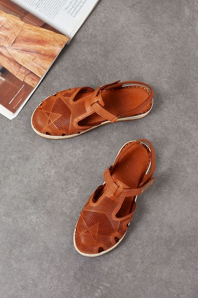 Adım Adım Women's Genuine Leather Closed-Front Orthopedic Sandals