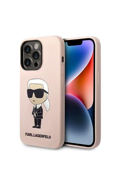 Karl Lagerfeld IPhone 14 Pro Case - Karl Lagerfeld Silicone MagSafe (KLHMP14LSNIKBCP) - Pink Ikonik