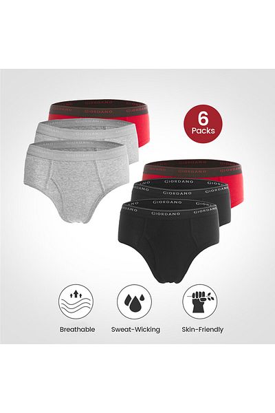 Giordano Men's Cotton Classic fit Briefs - 6-Pack