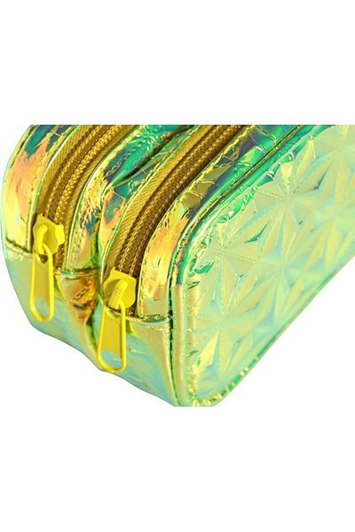 Clairefontaine Holographic rectangular pencil case, with zipper, 2 compartments, 22x7x8 cm, Green, Clairefontaine